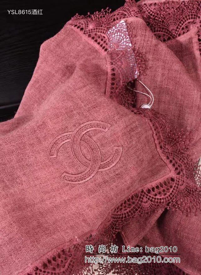 CHANEL香奈兒頂級品 2018秋冬新款山羊絨蕾絲邊圍巾 YSL8615 LLWJ7415